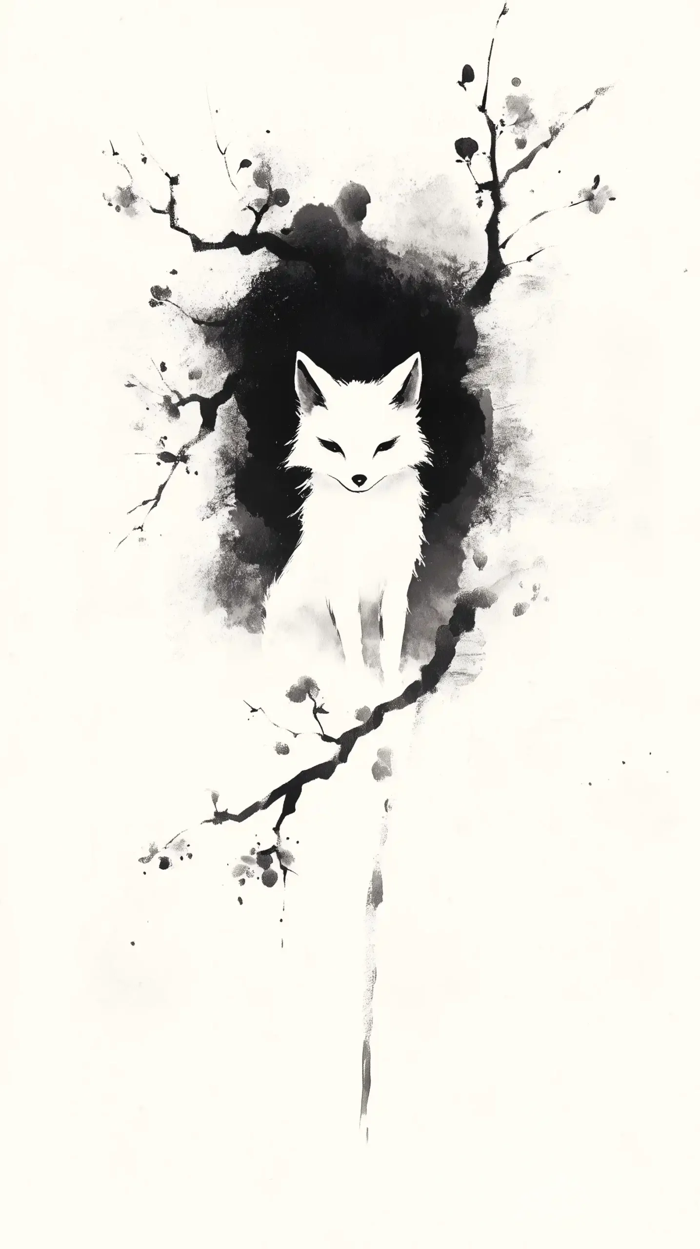 Ink Wash Fox Blossoms