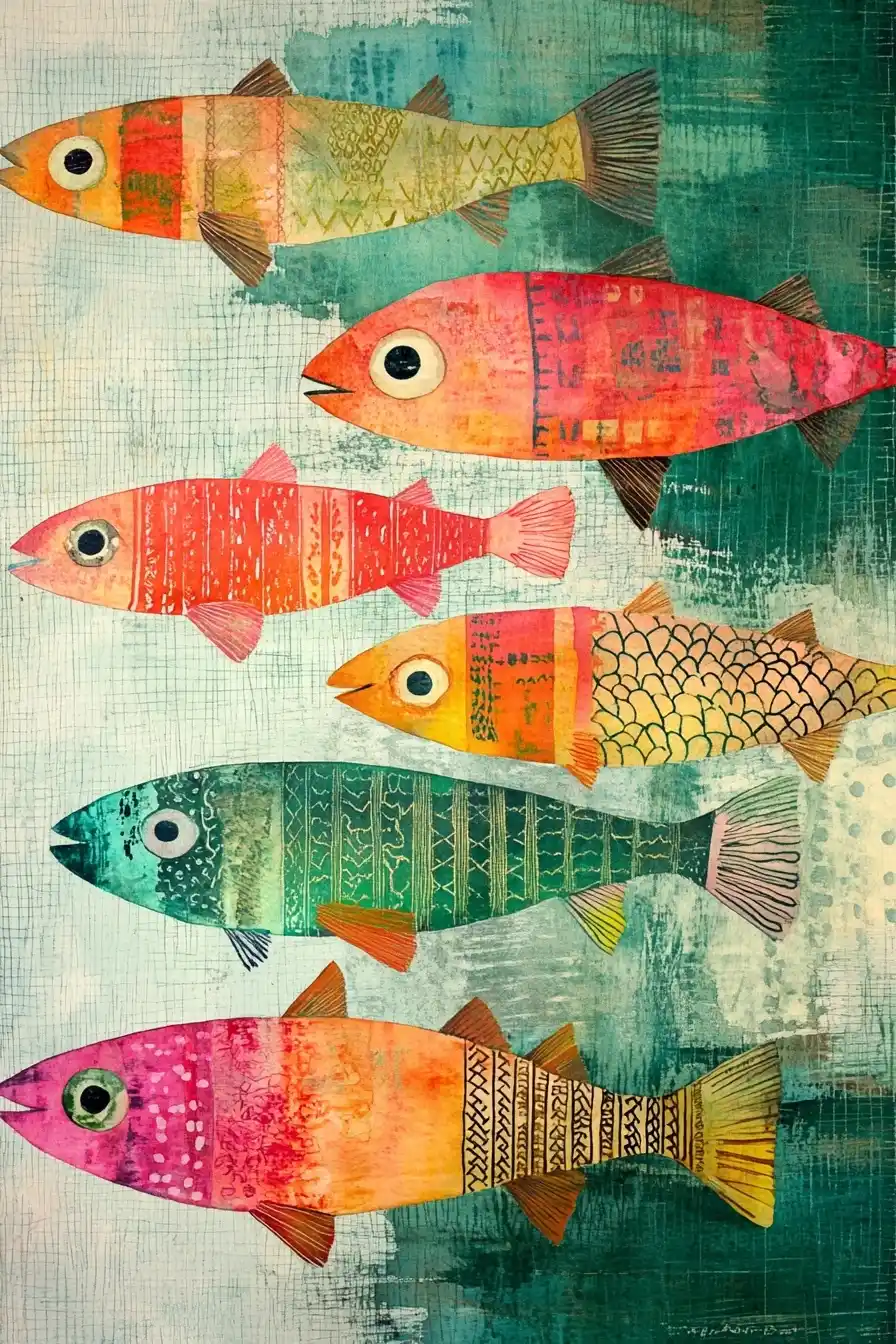 Vibrant Sardines in Watercolor