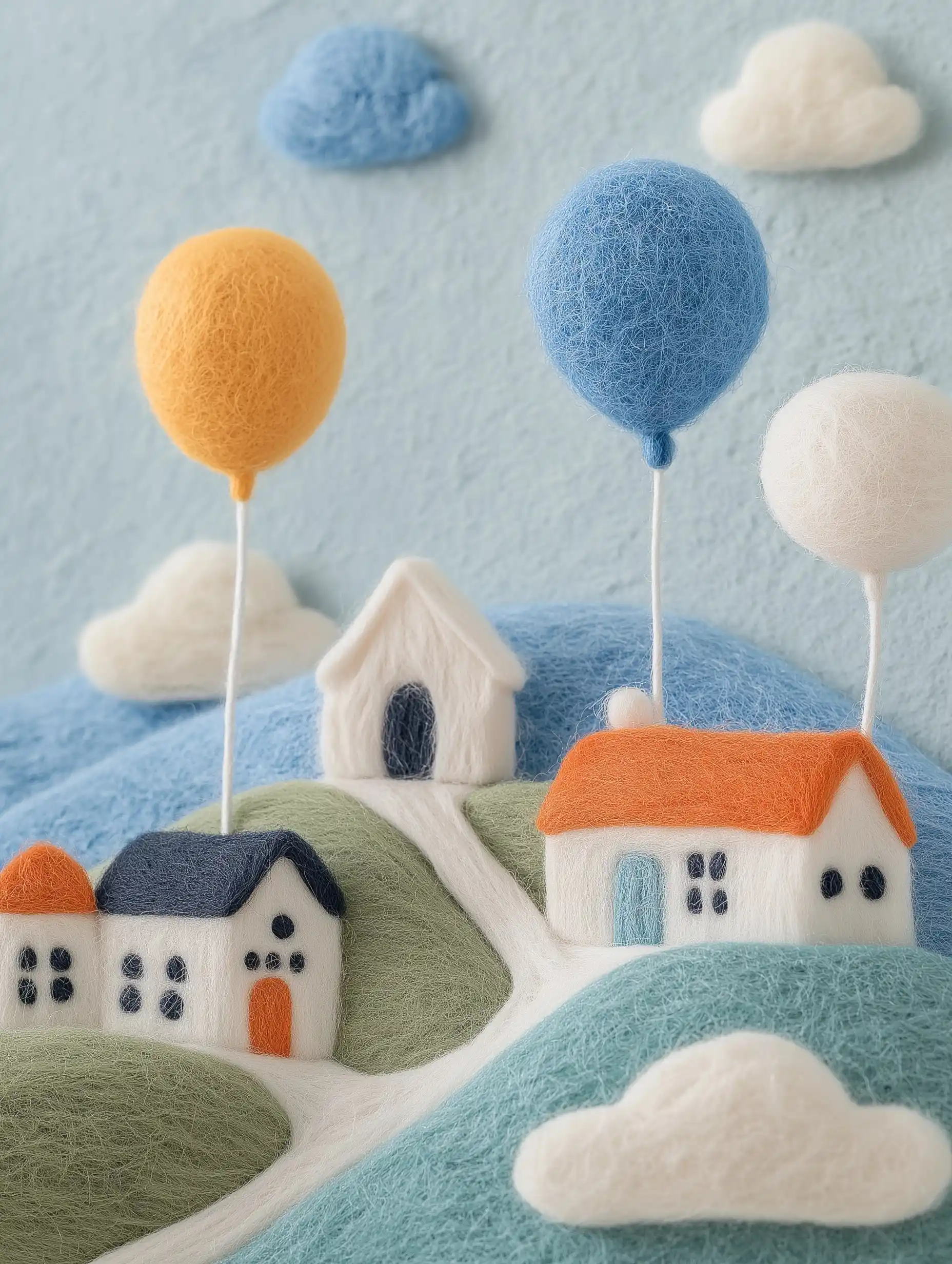 Cloudy Shops with Balloons