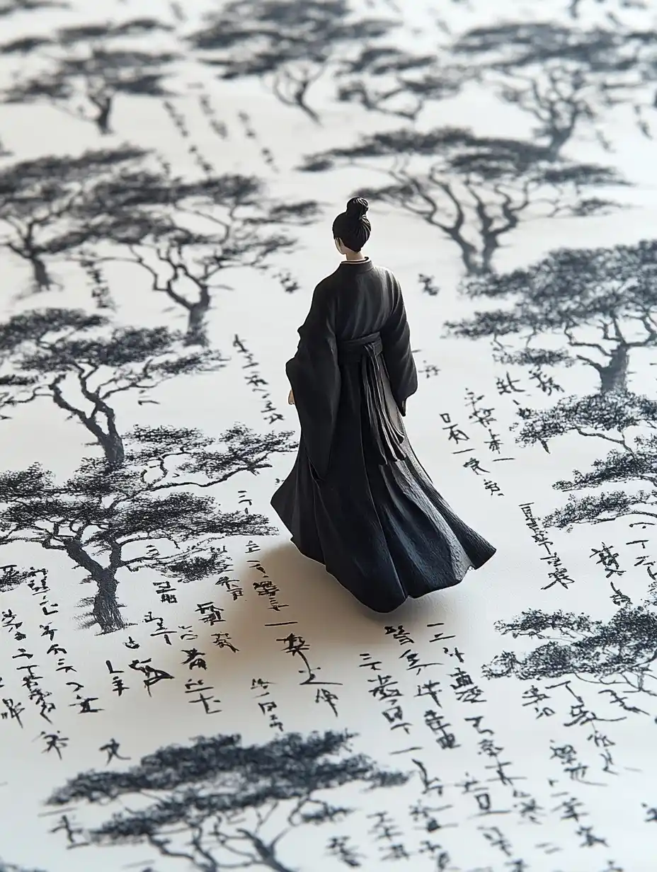Miniature Hanfu Beauty Calligraphy