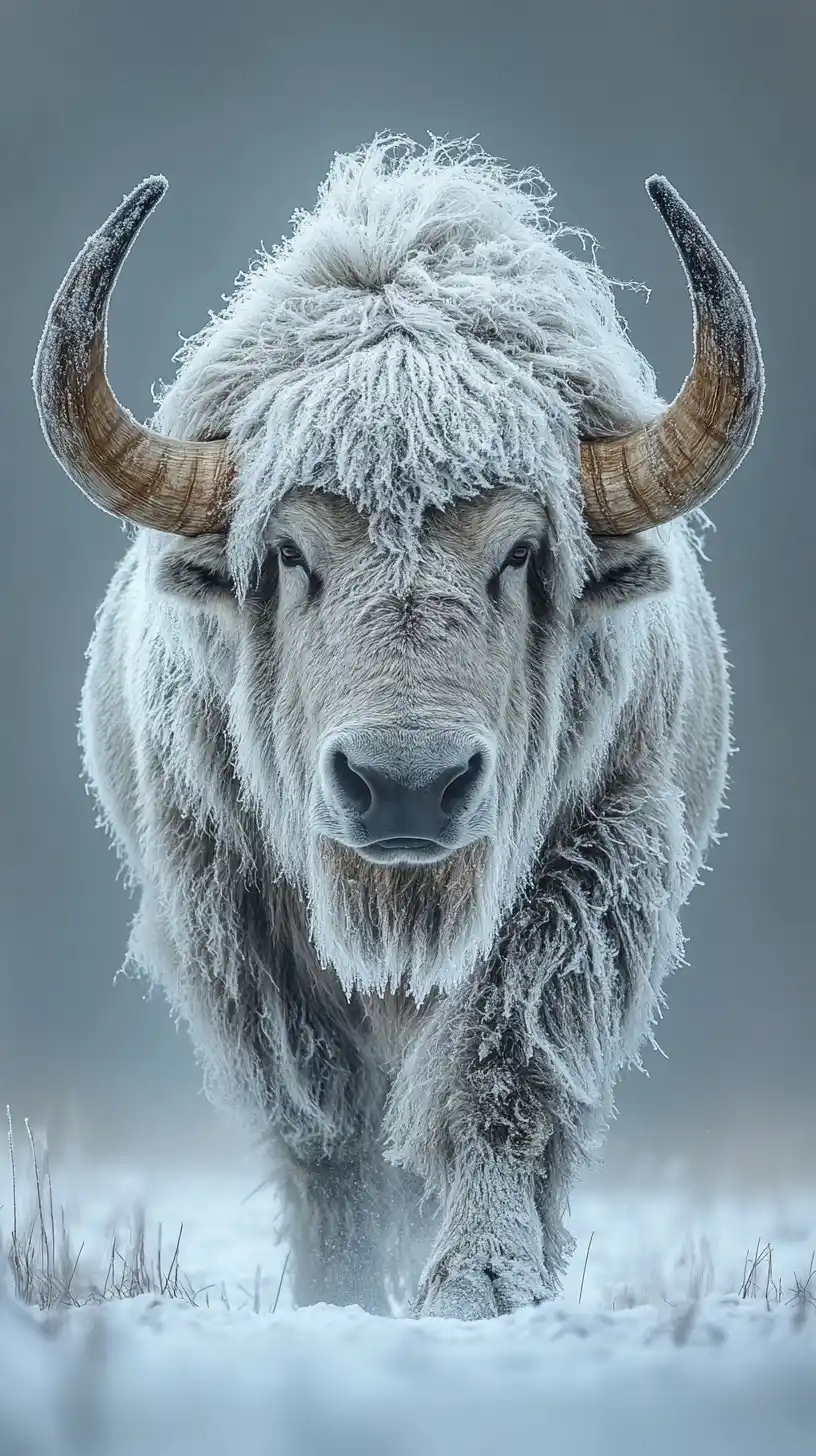 Tusker in Snowy Field