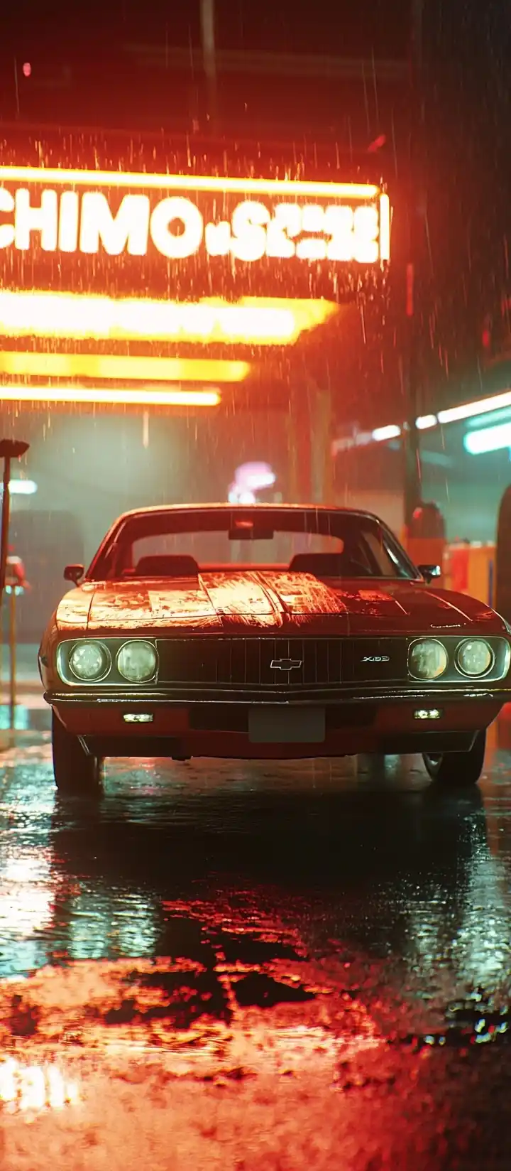 Retro Car Wash Scene
