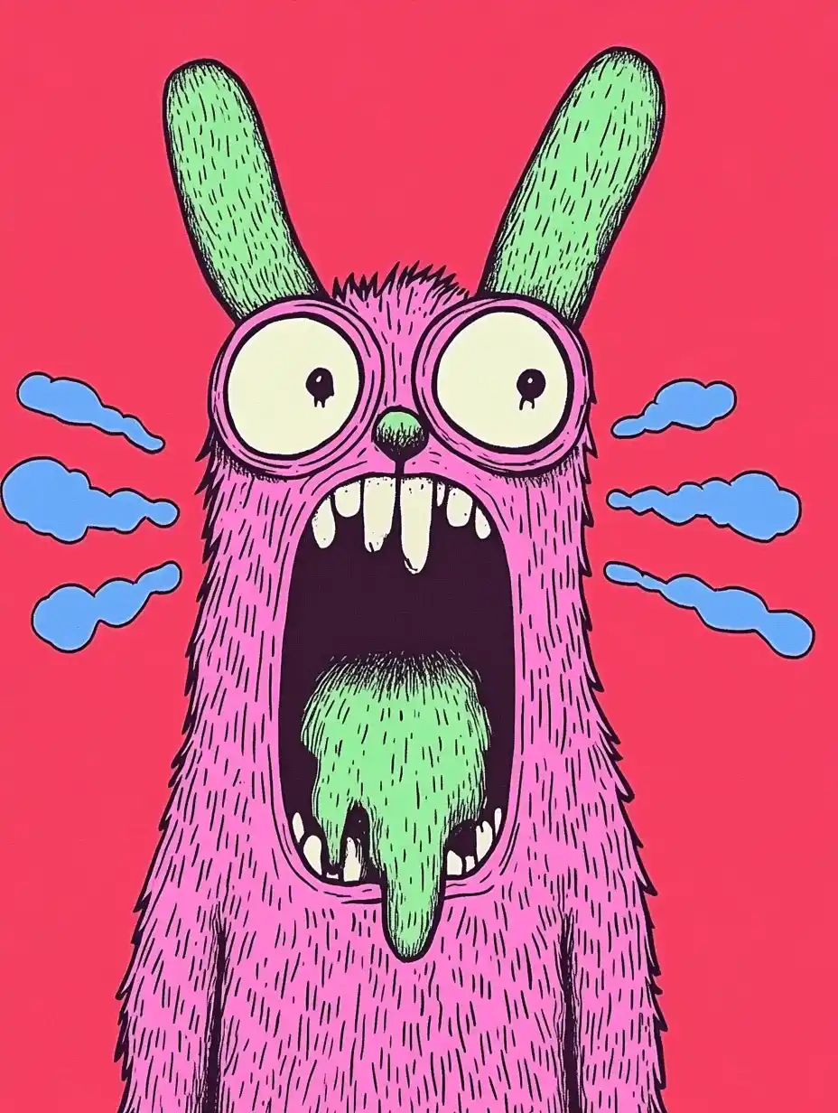 Insane Rabbit Pen Illustration