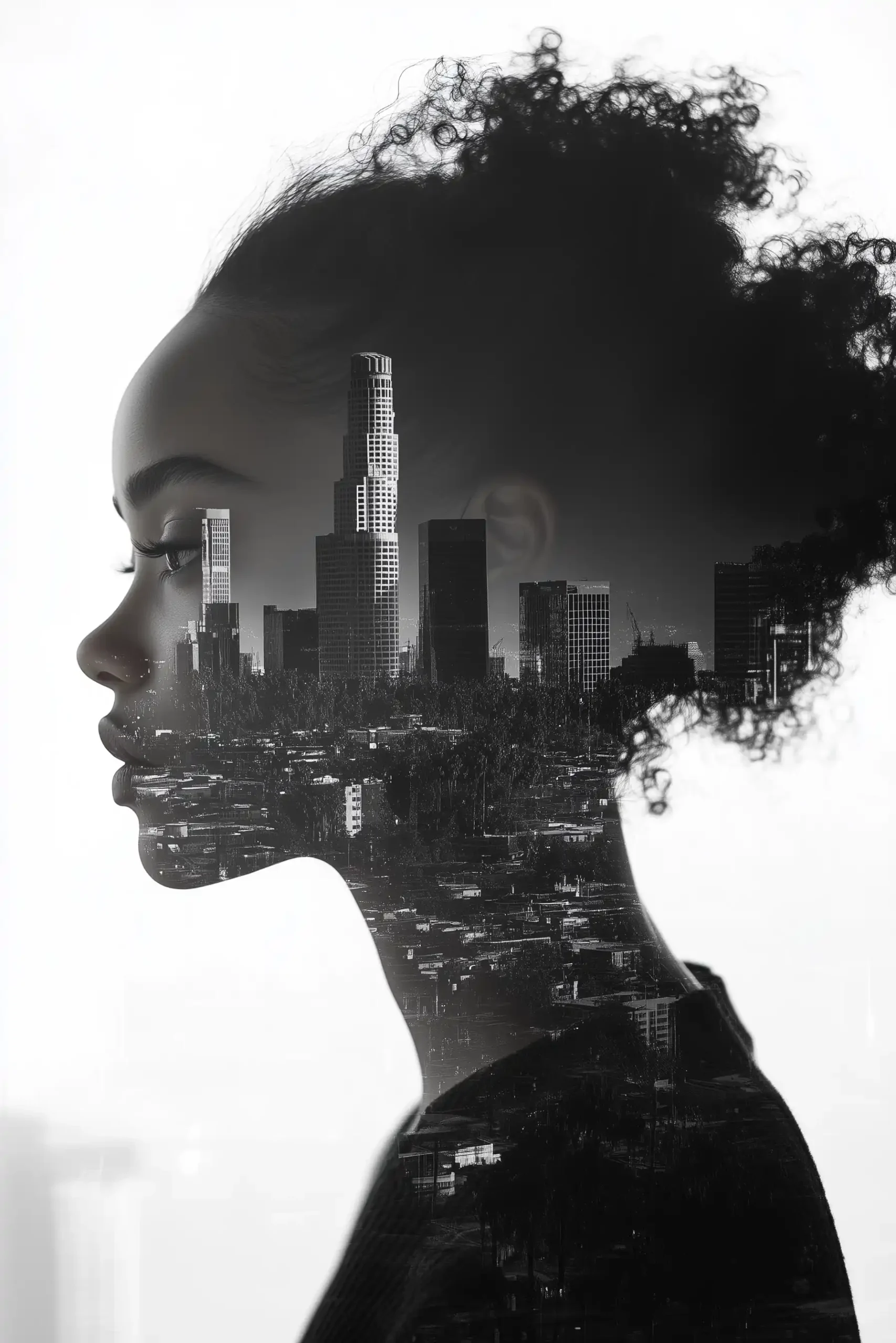 Double Exposure Woman Silhouette