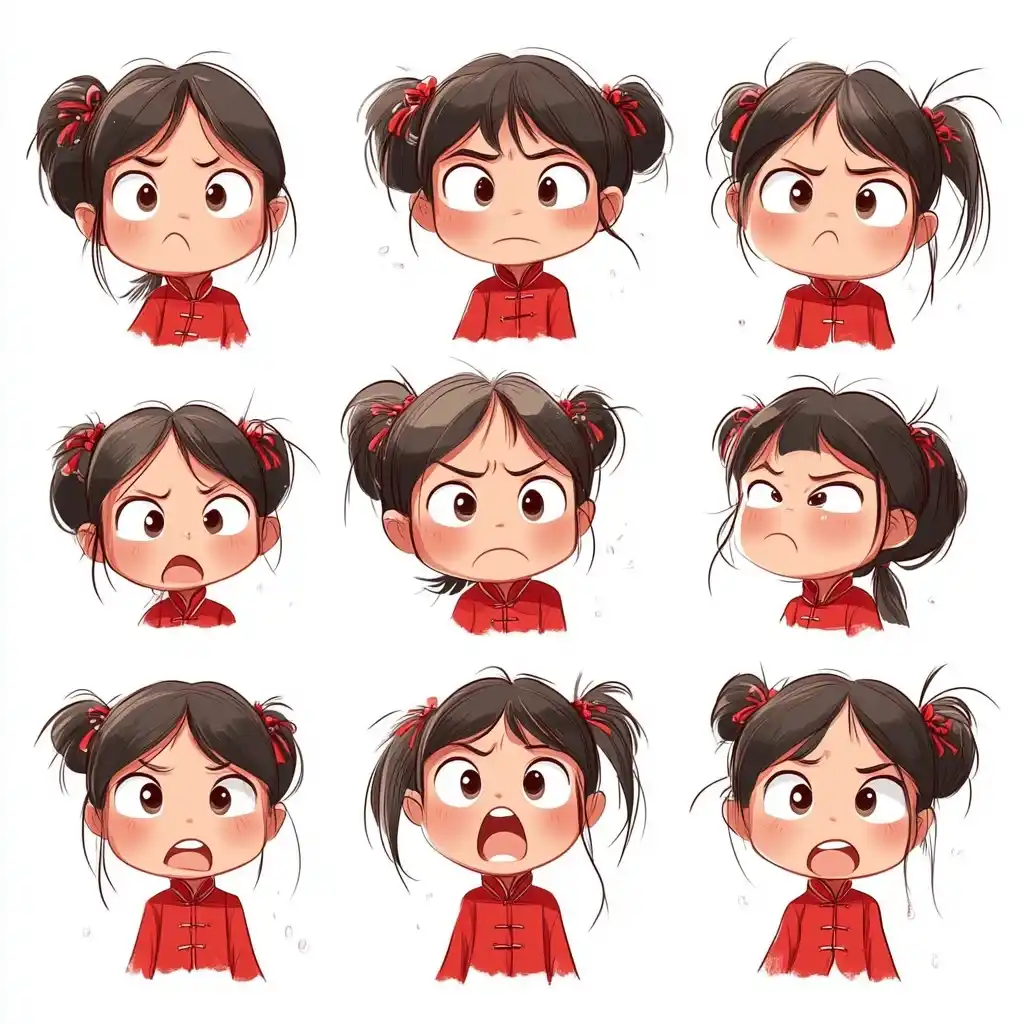 Qipao Girl Emoticon Grid
