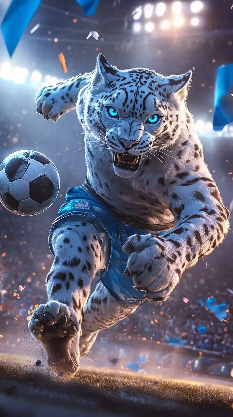Dynamic Snow Leopard Mascot
