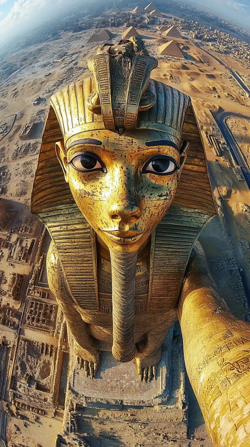 Golden Sphinx Selfie Pyramids
