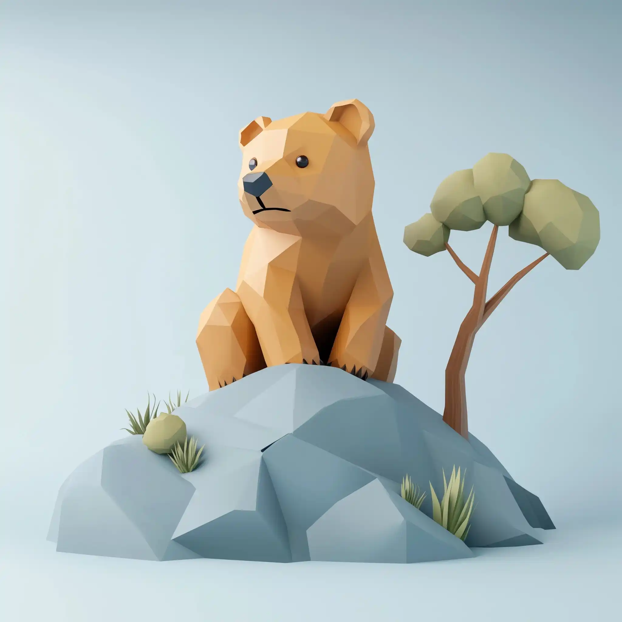 Origami Cavebear on Hill