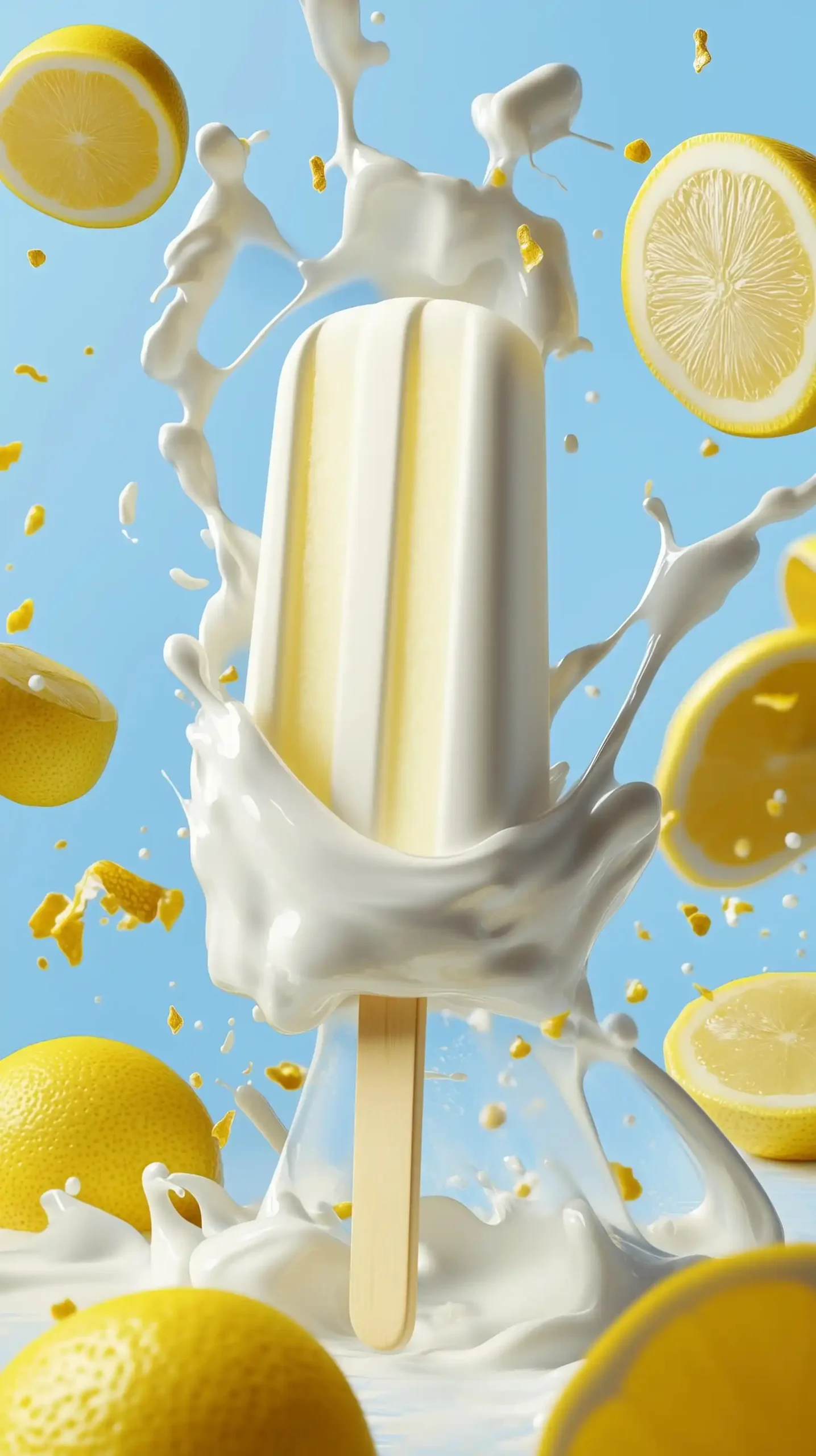 Photorealistic Lemon Yogurt Popsicle