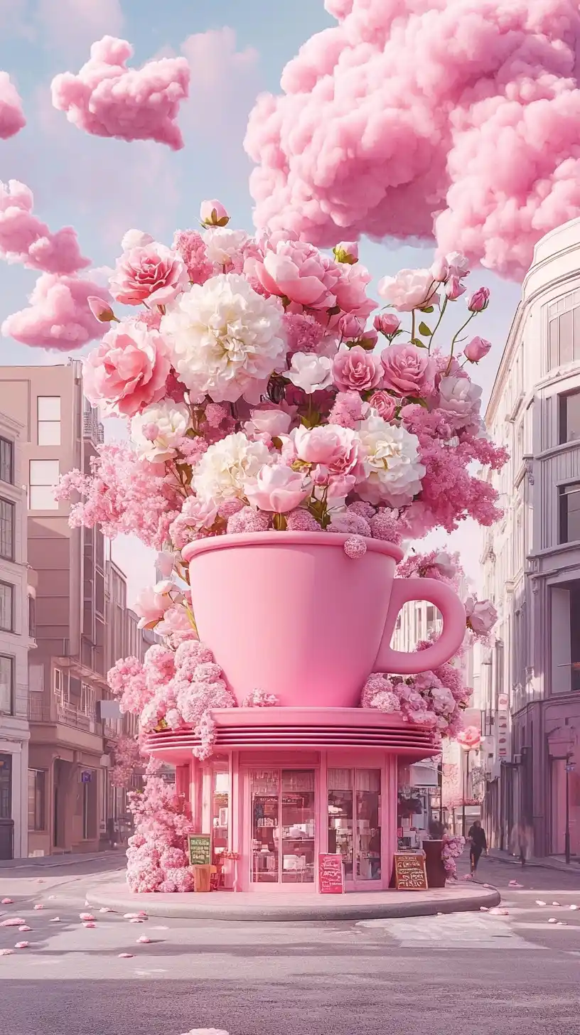 Pink Coffee Cup Building