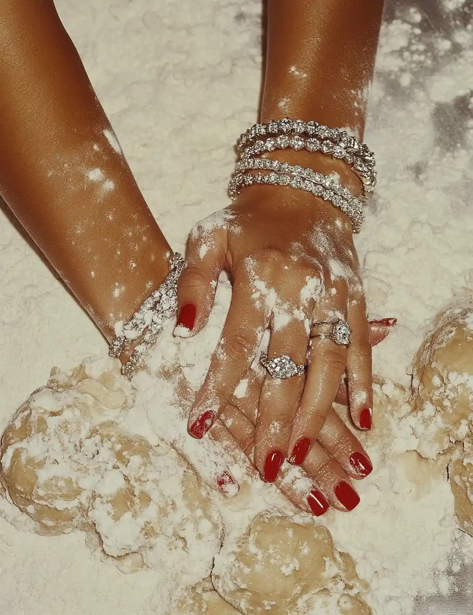 Elegant Hands Kneading Dough