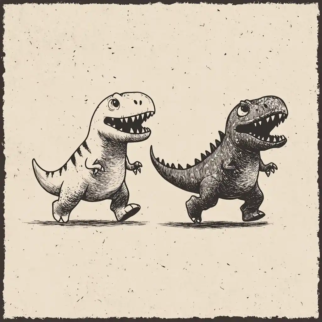 Minimalistic Dinosaurs in Ink