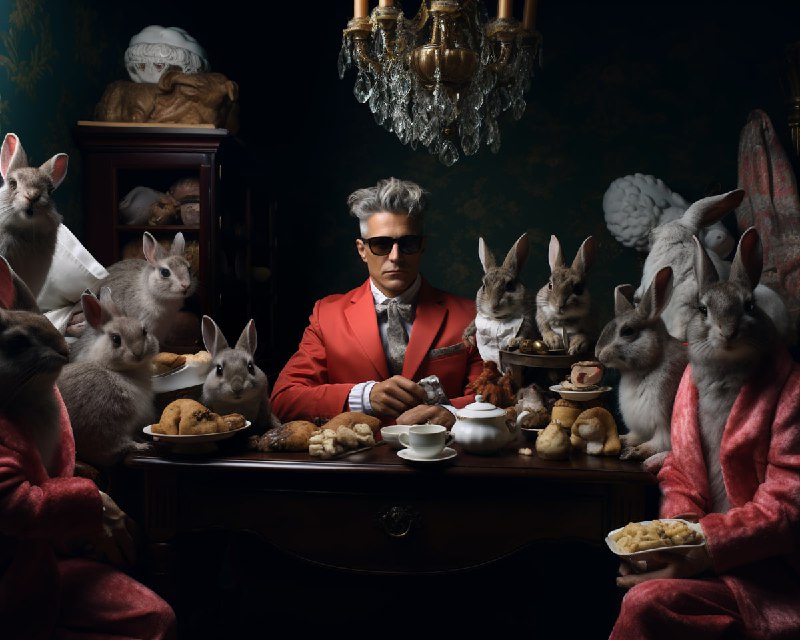 Dolce Gabbana Ad in Dark Beige and Azure Style