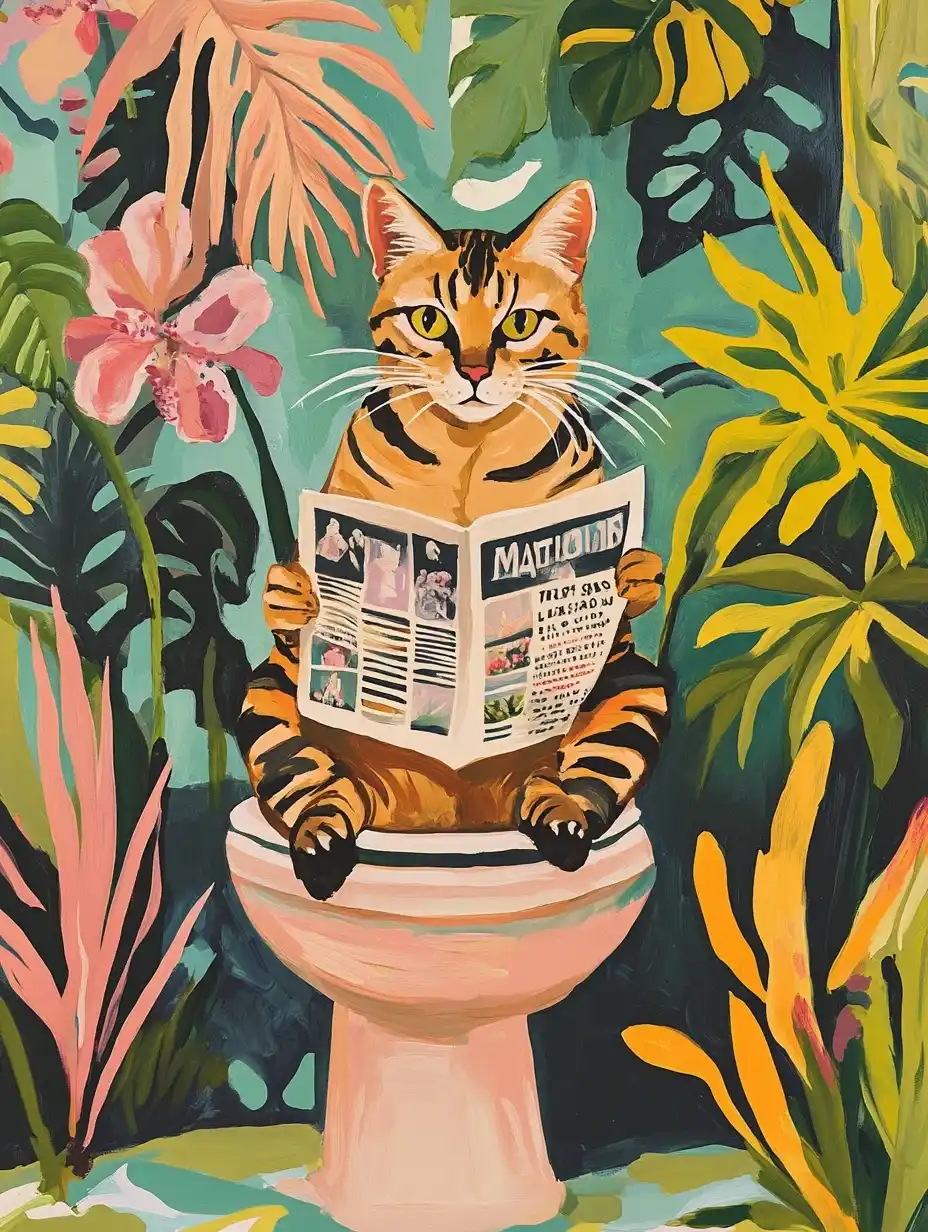 Bengal Cat Reading Newspaper