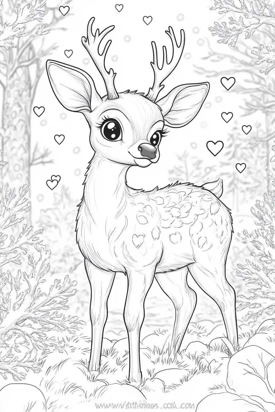 Kawaii Deer in Snow