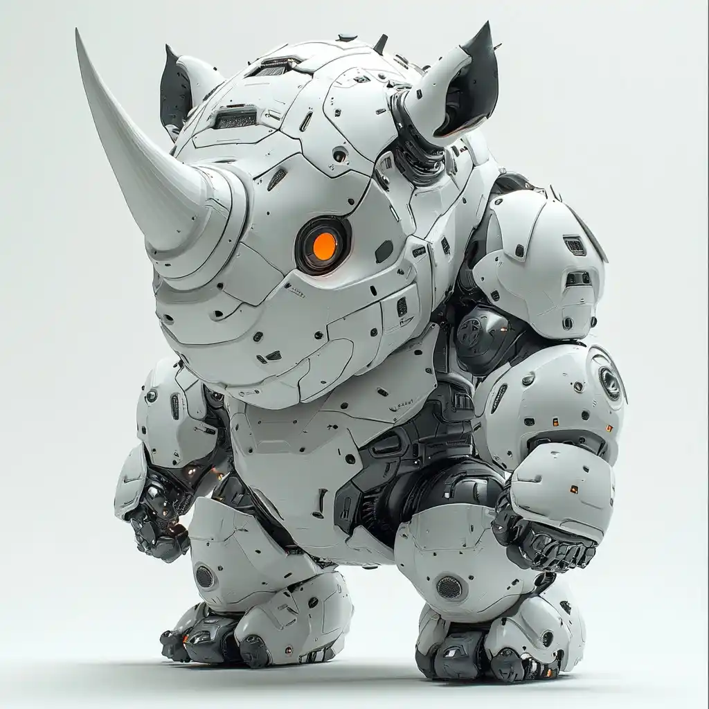 Minimalist Titanium Rhinoceros Robot