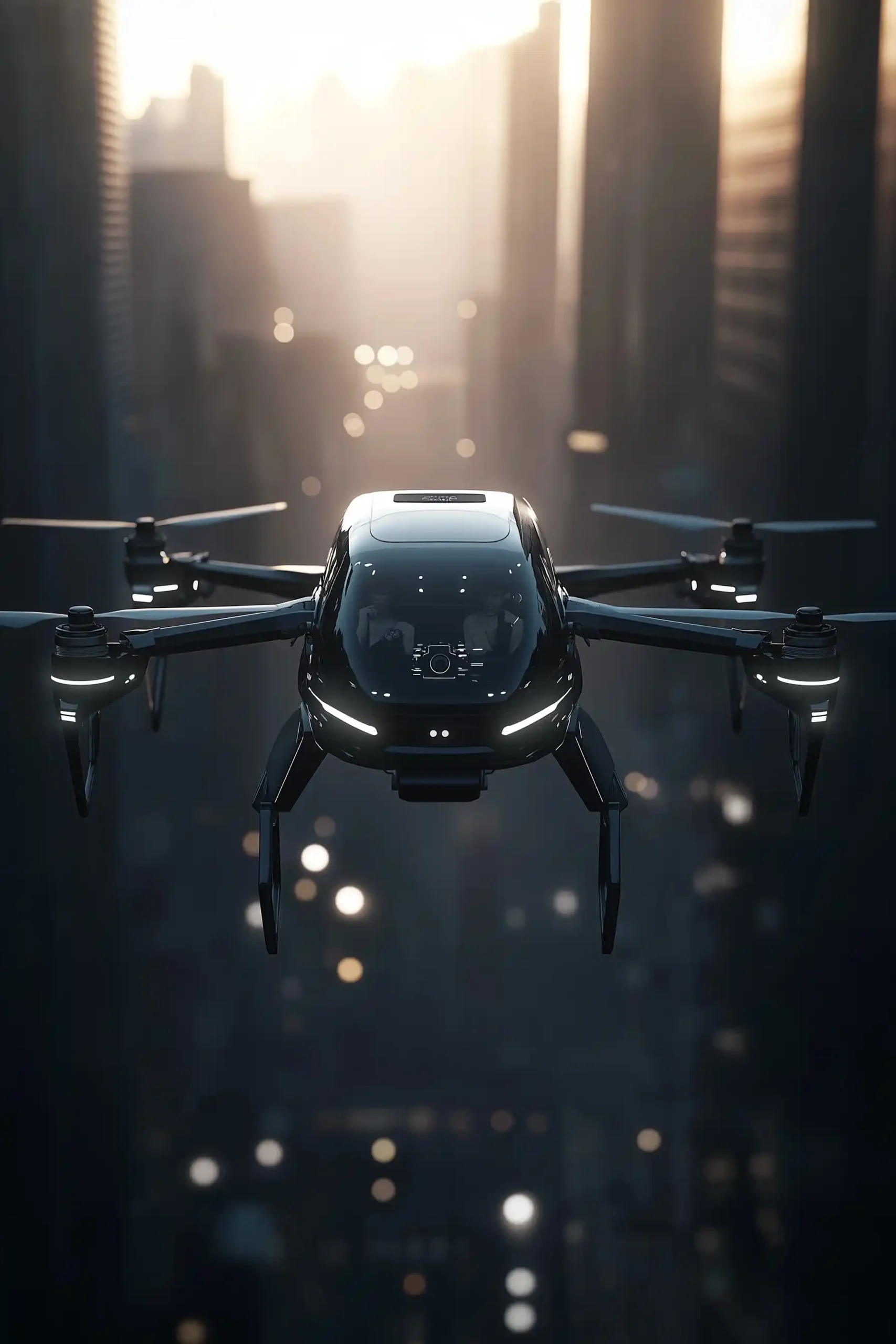 Humanized Drone in Urban Dawn