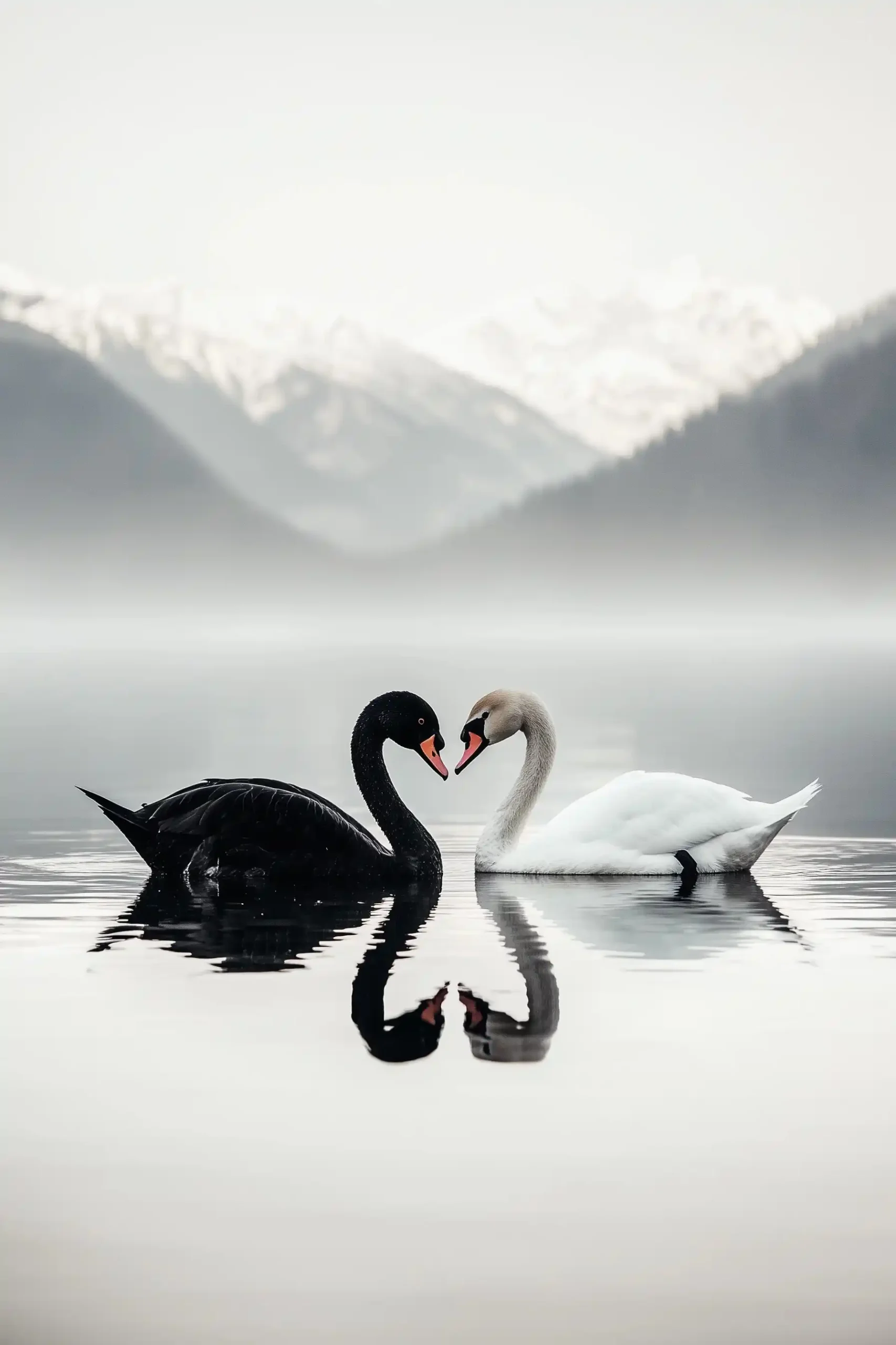 Heart-Shaped Swans Reflection