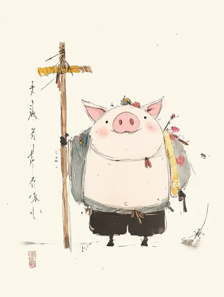 Mythological Pig in Watercolor