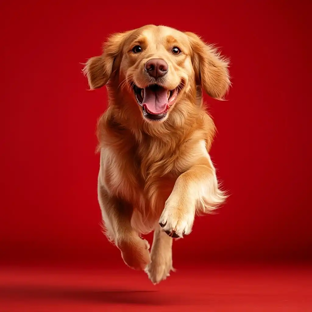 Golden Retriever Running Front View