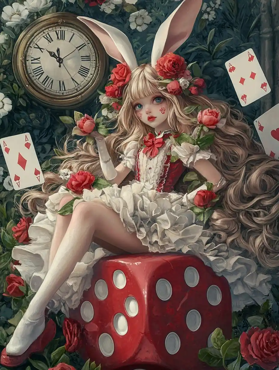 Curly-Haired Girl with Dice