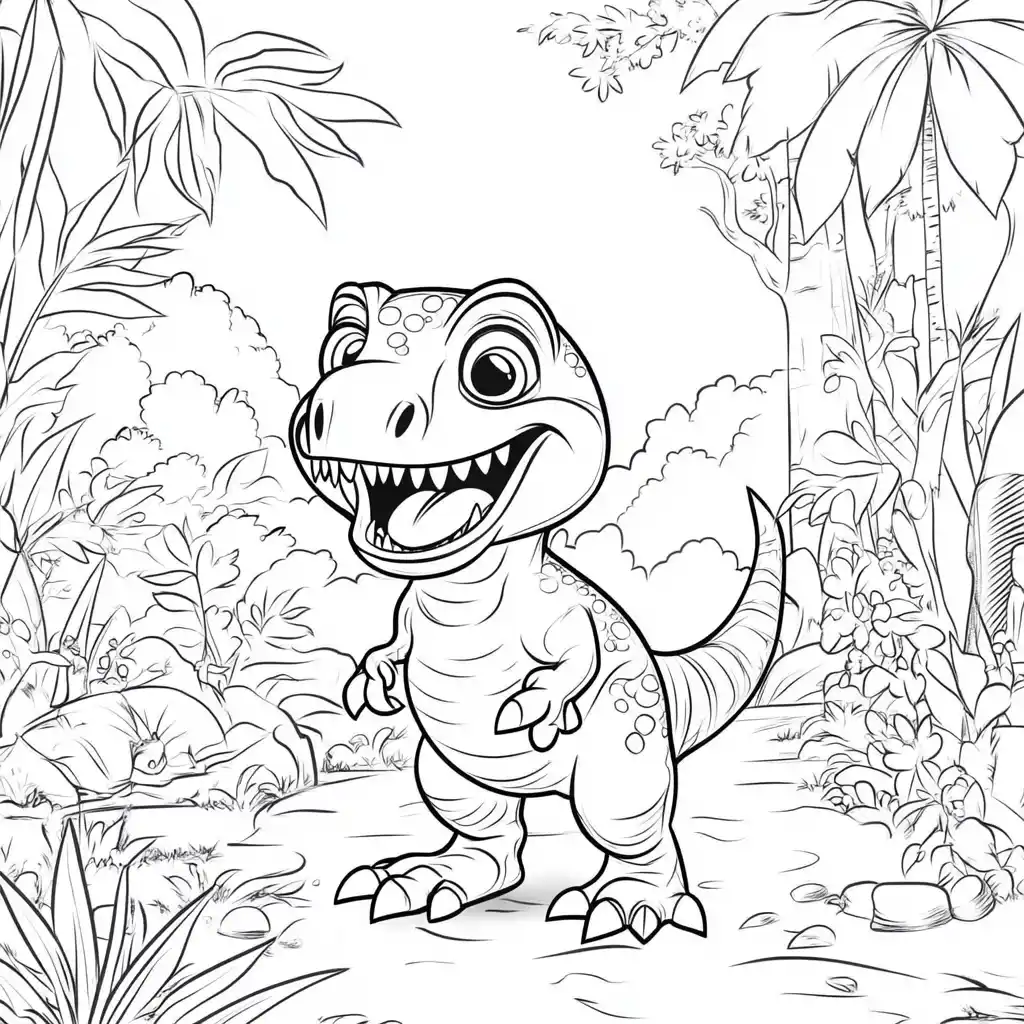 Cartoon T-Rex Coloring Page