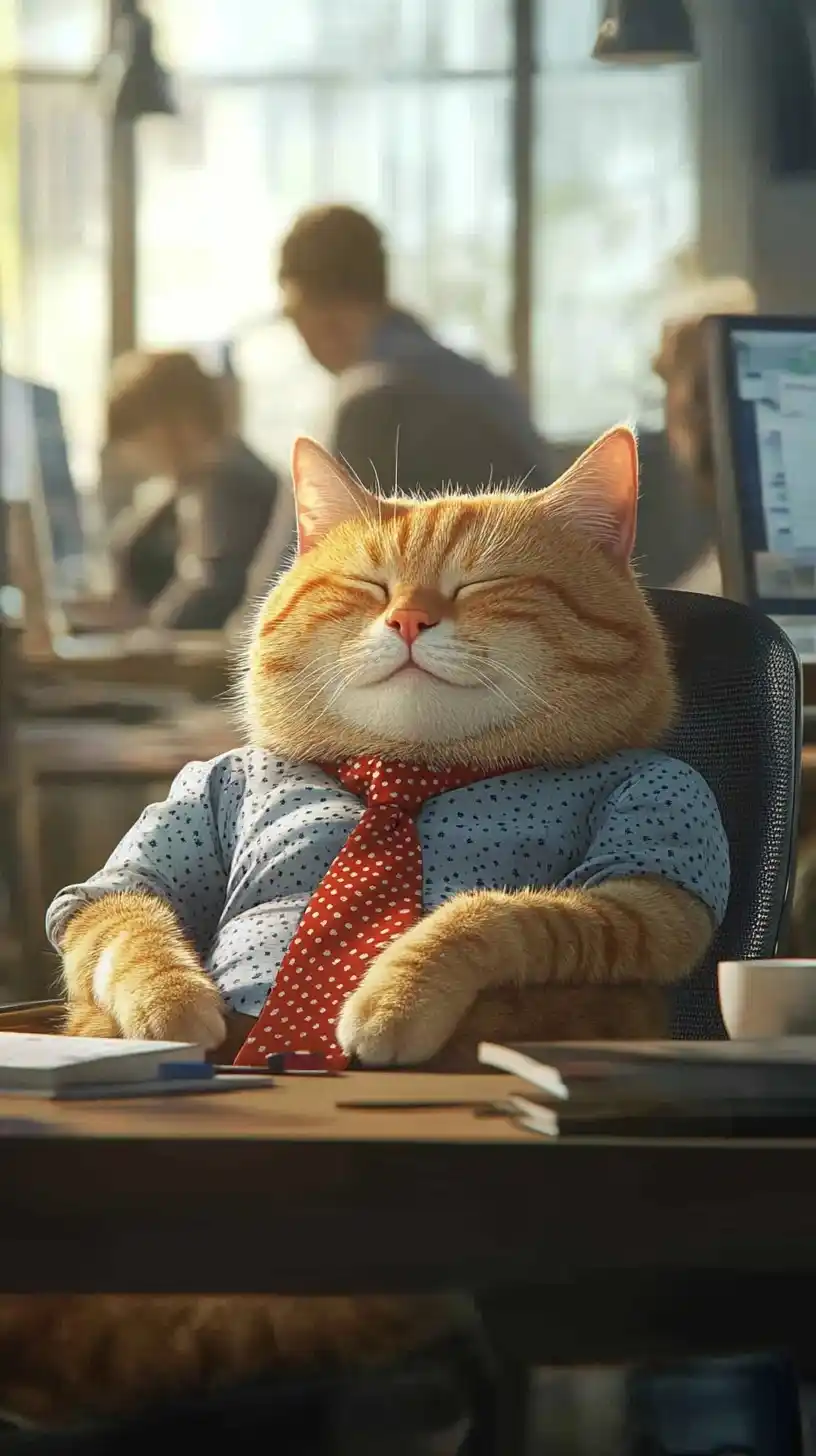 Surreal Cat in Office