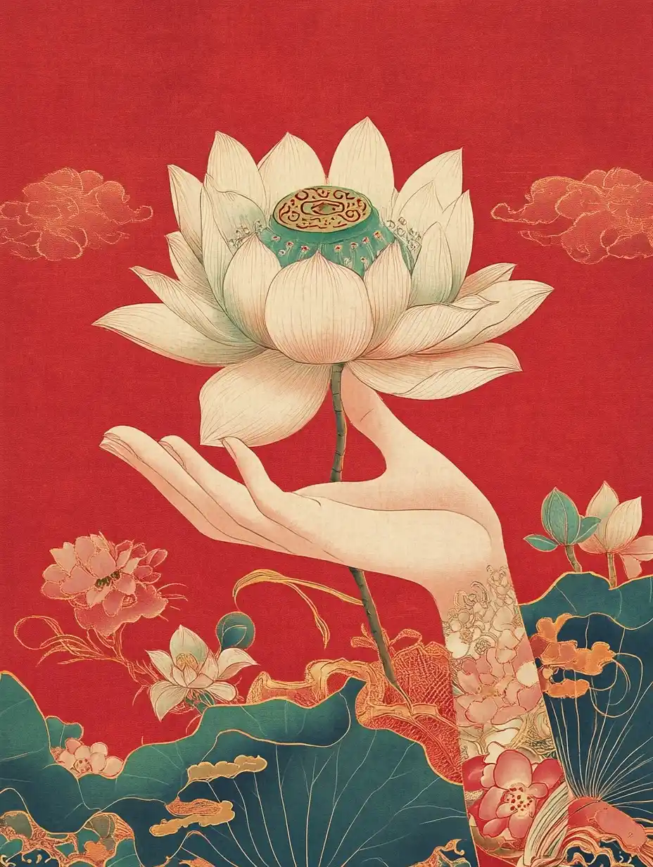 Chinese Hand Holding Lotus