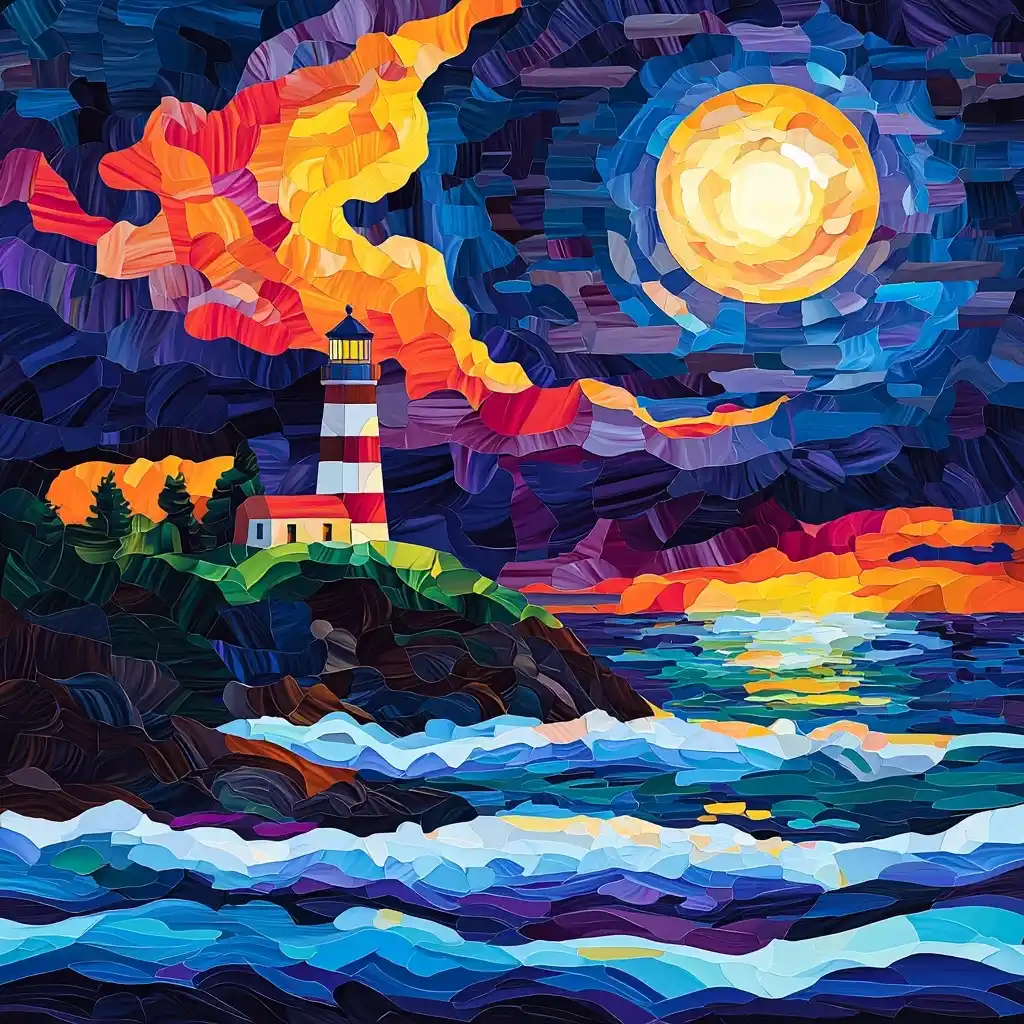 Vibrant Lighthouse in Storm