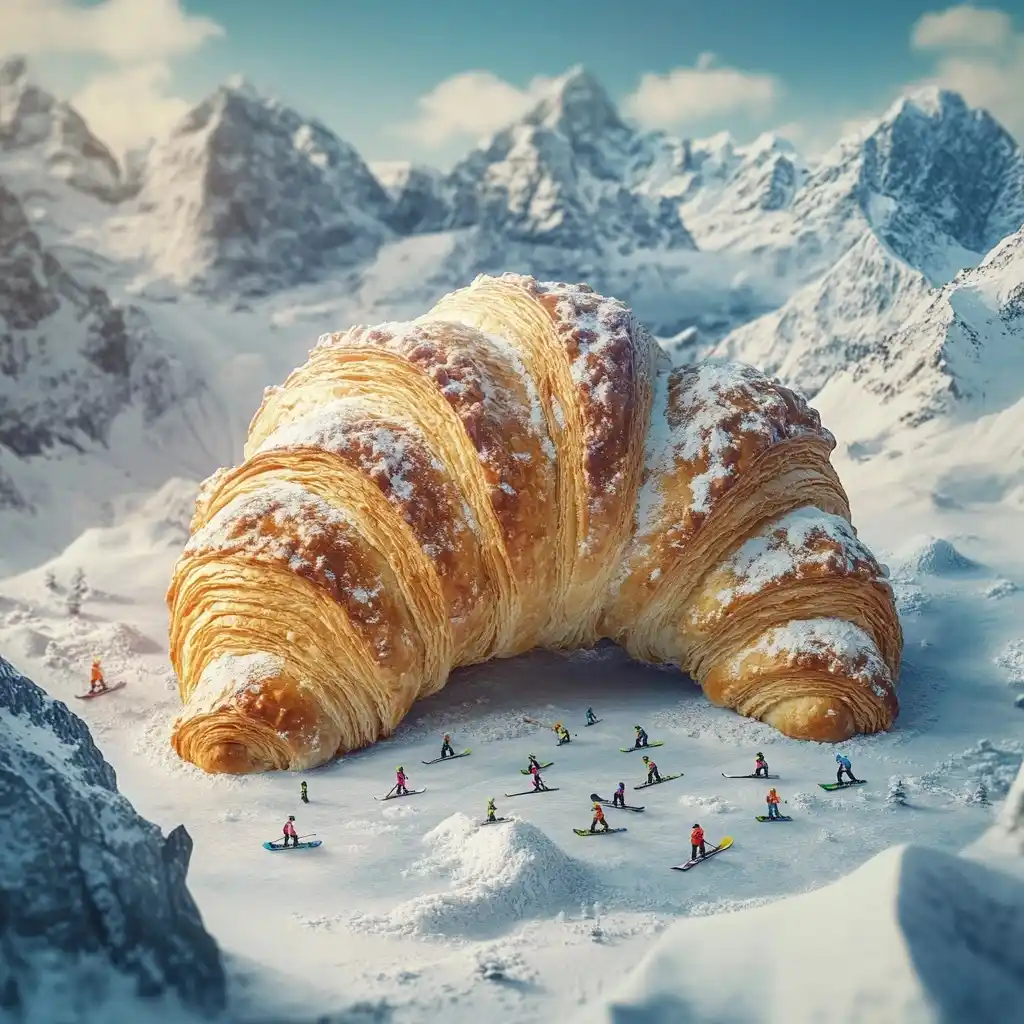 Surreal Croissant on Mountains
