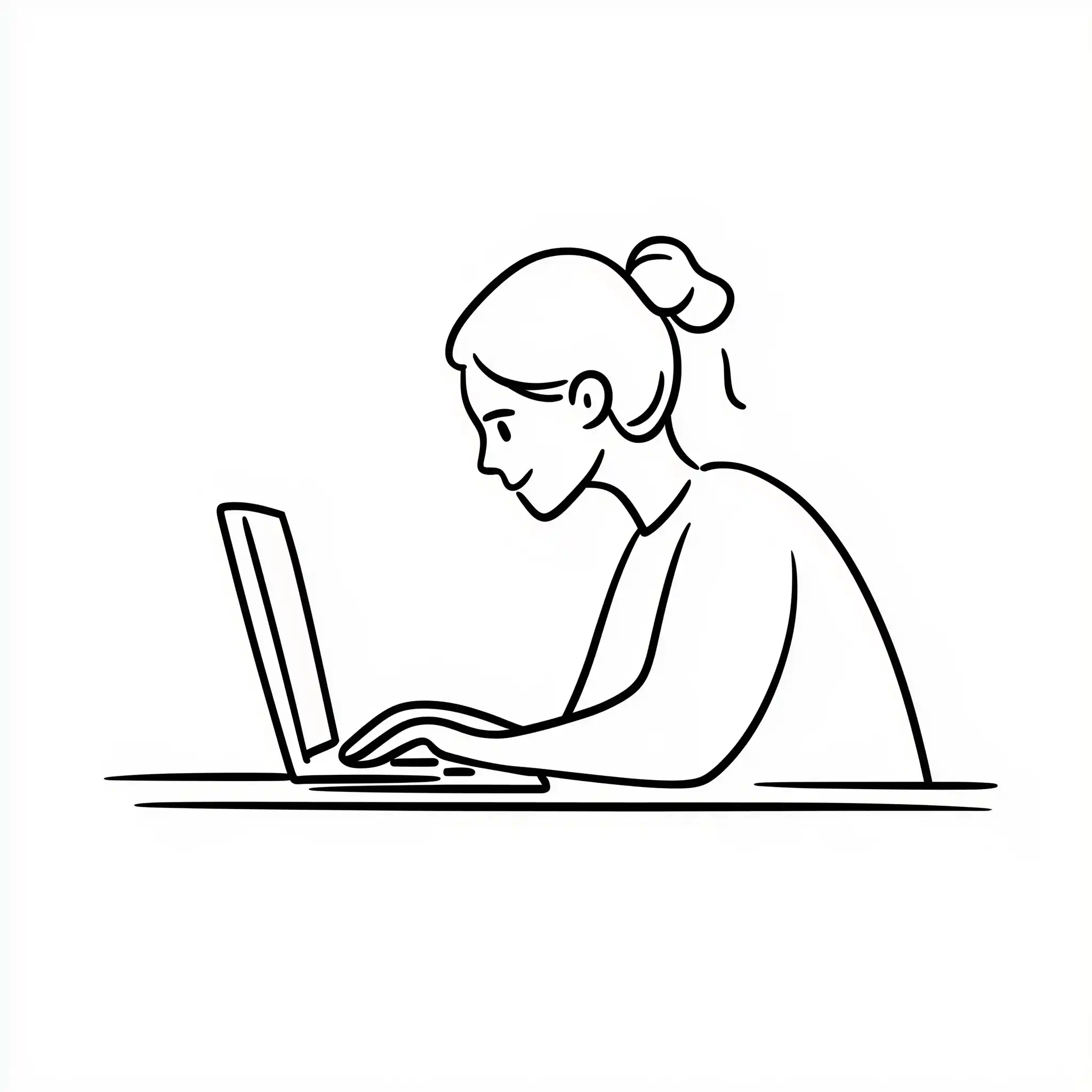 Line Drawing of Woman Working