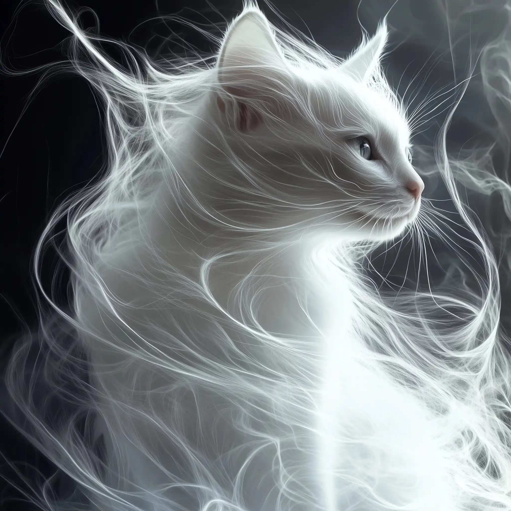 Ethereal Cat with Flowing Fur