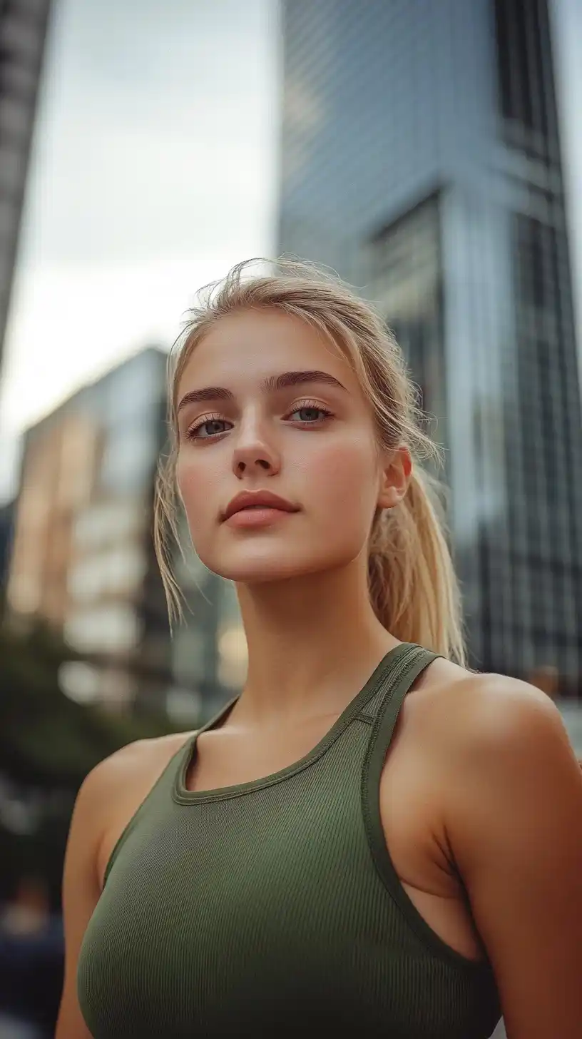 Blonde Woman in City