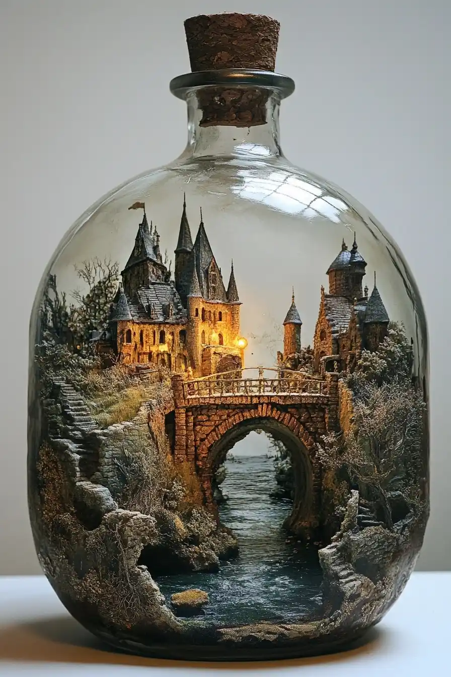 Castle in Bottle Illustration