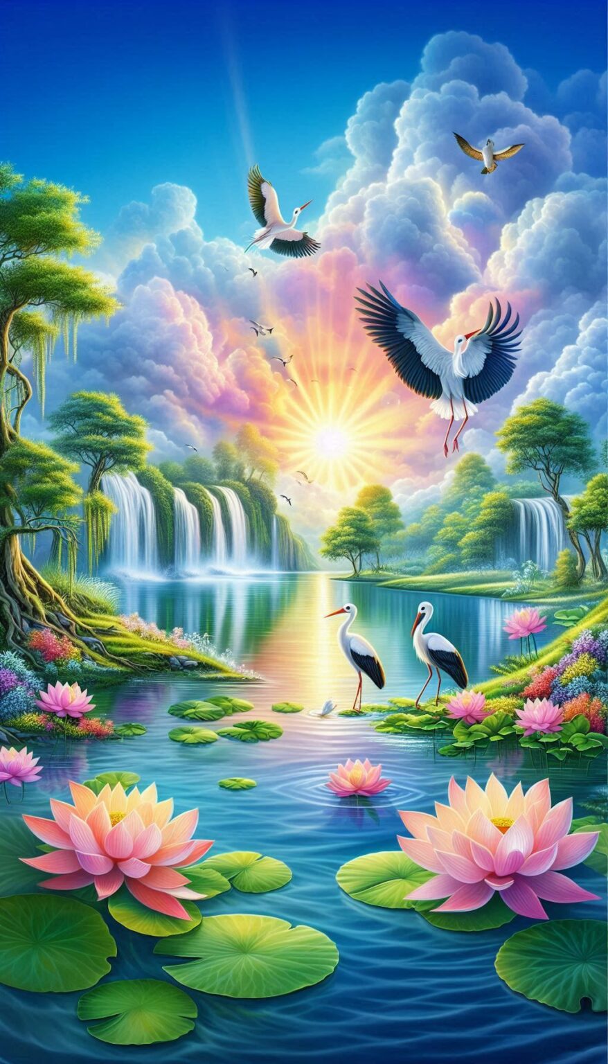 Serene Storks by Tranquil Waters