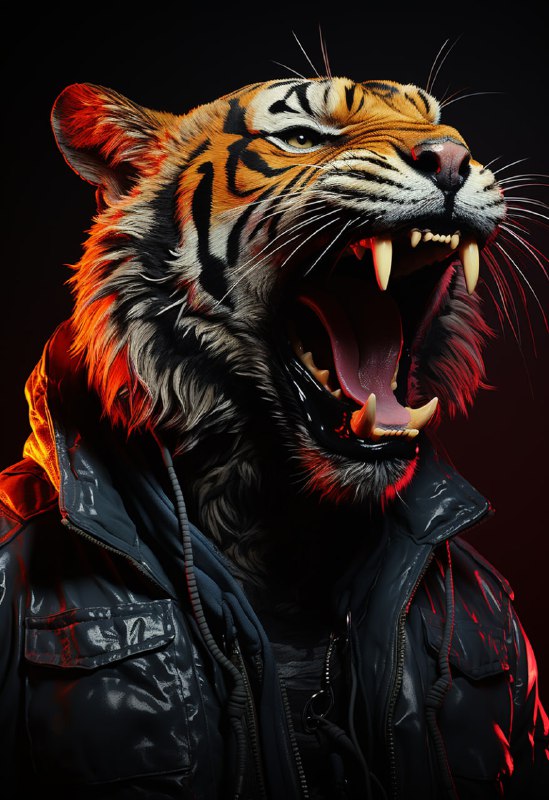 Rapping Tiger in Punk Rock Hip-Hop Game Art