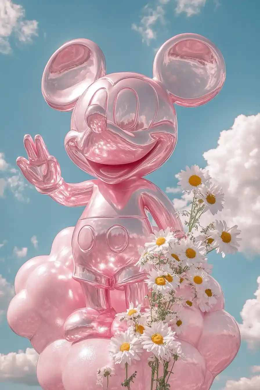 Matte Pink Mickey Sculpture