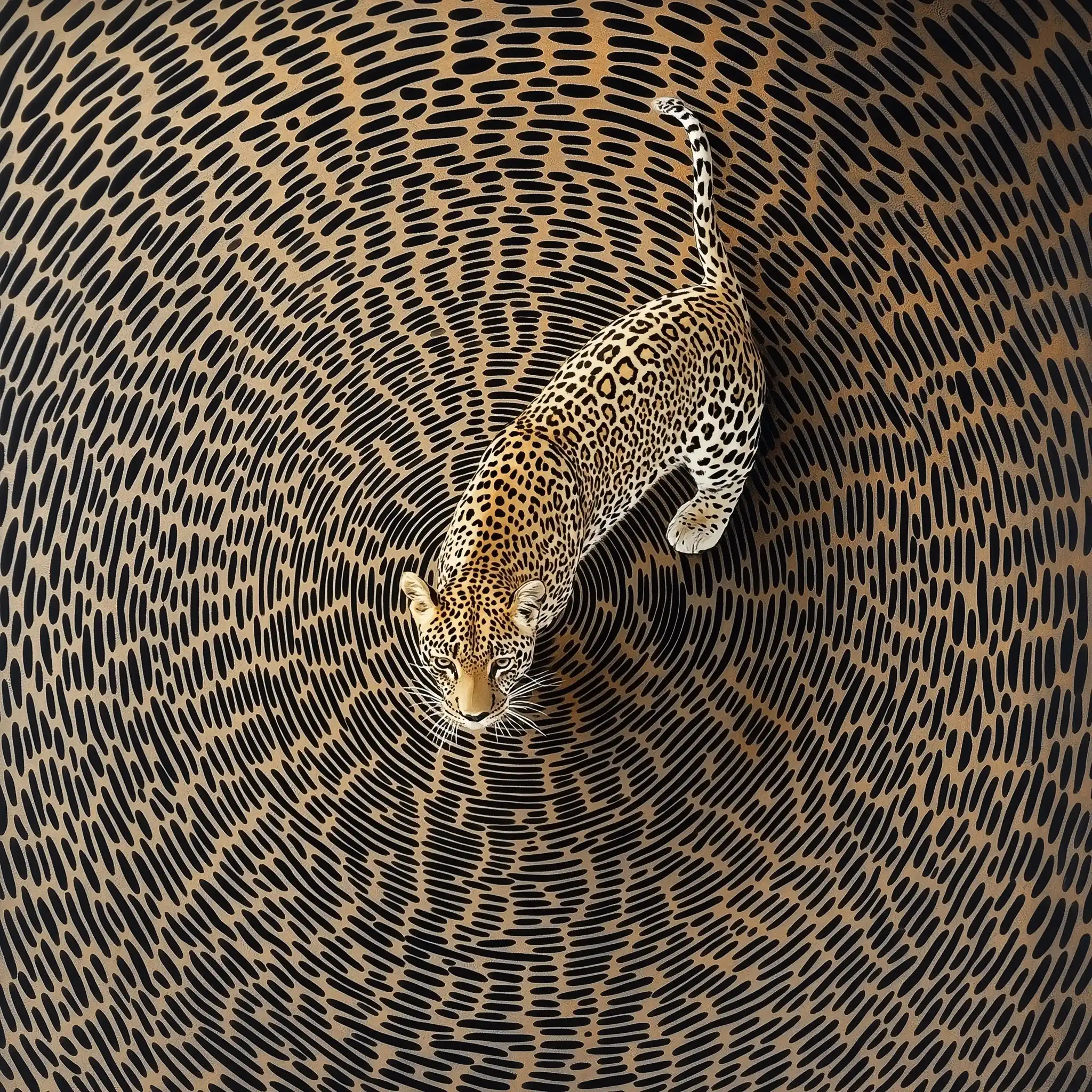 Leopard Walking on Patterns