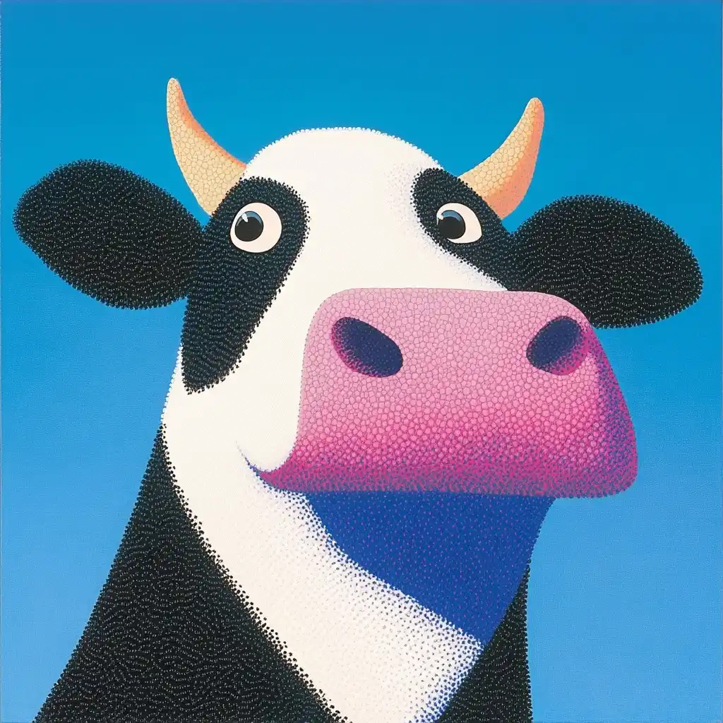 Cow Illustration with Smile