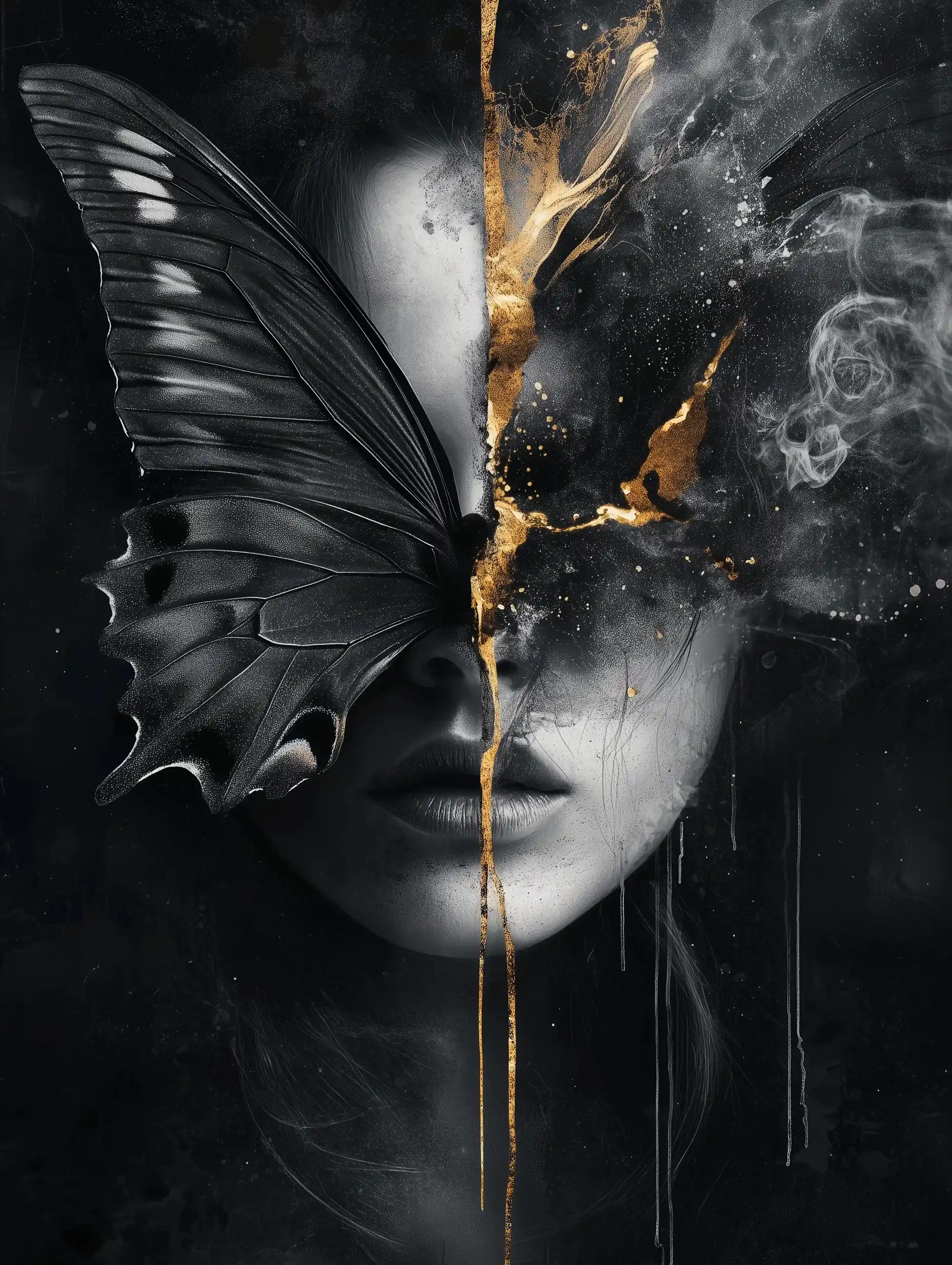 Dark Elegance Butterfly Portrait