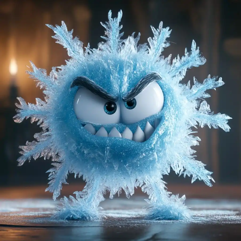 Evil Snowflake in Pixar Style