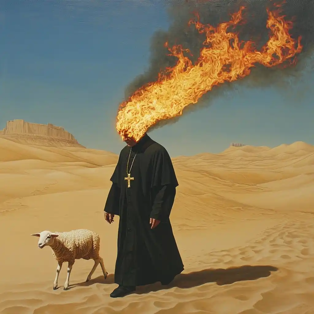 Fiery Priest in Desert