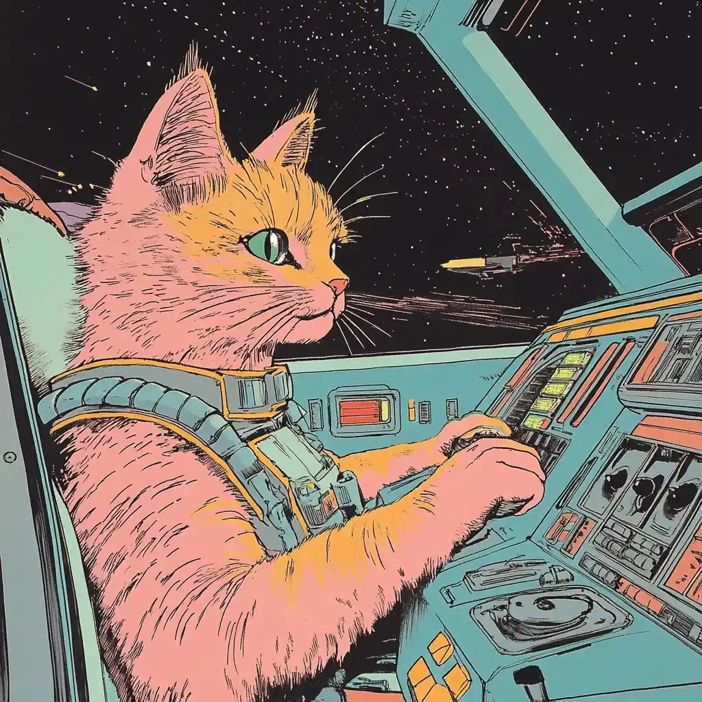 Pastel Cat in Cyber Grid