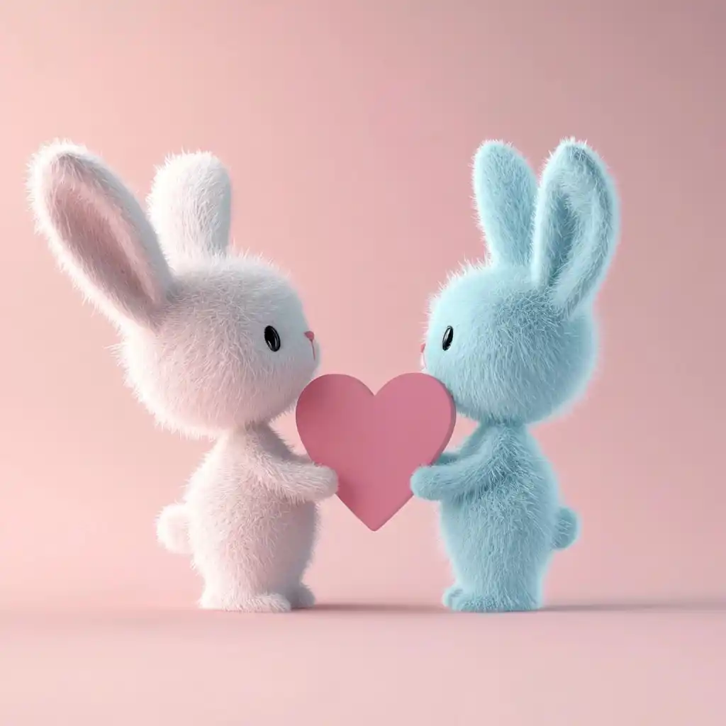 3D Pixar Bunnies with Heart