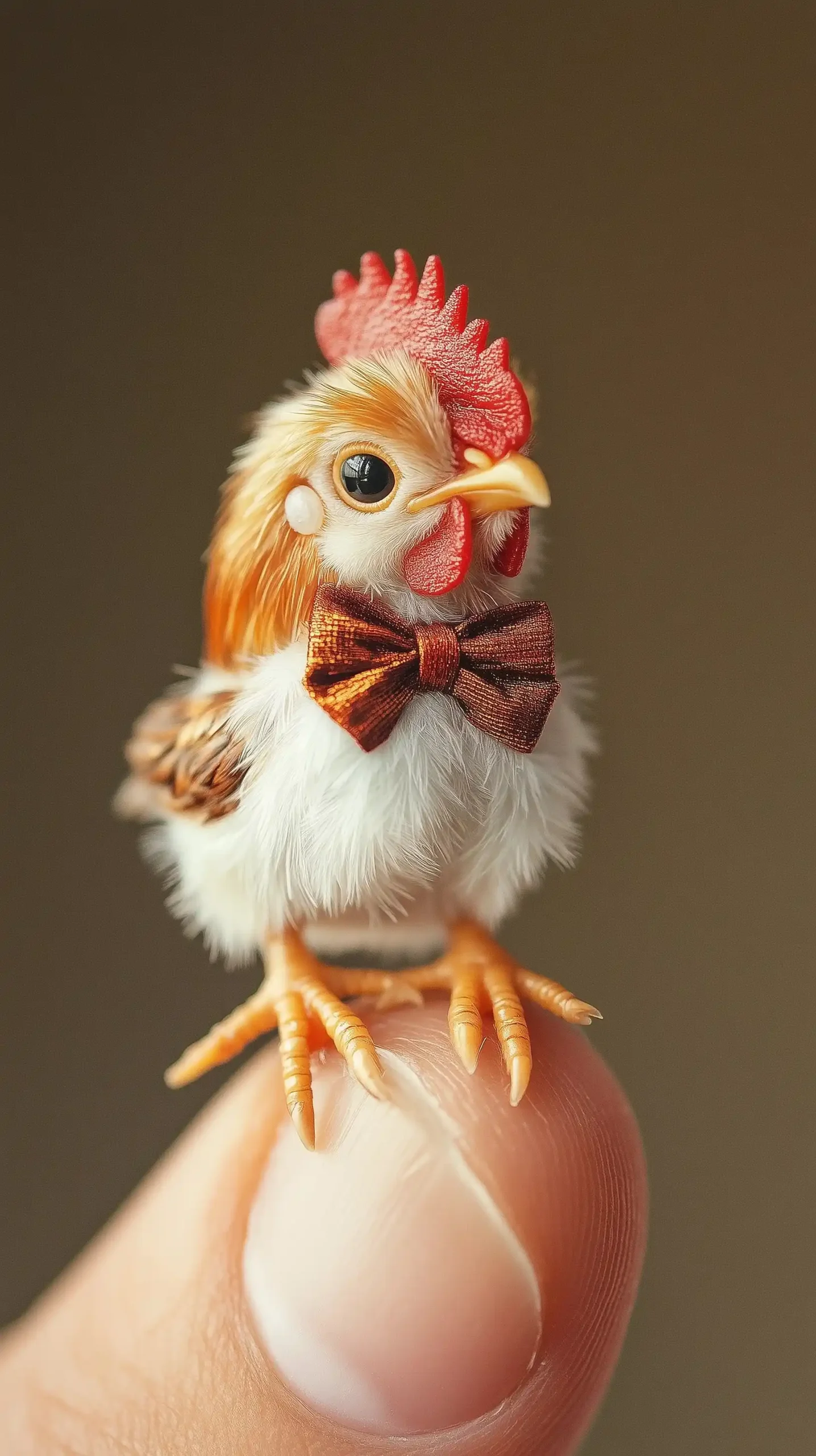 Photorealistic Rooster on Finger