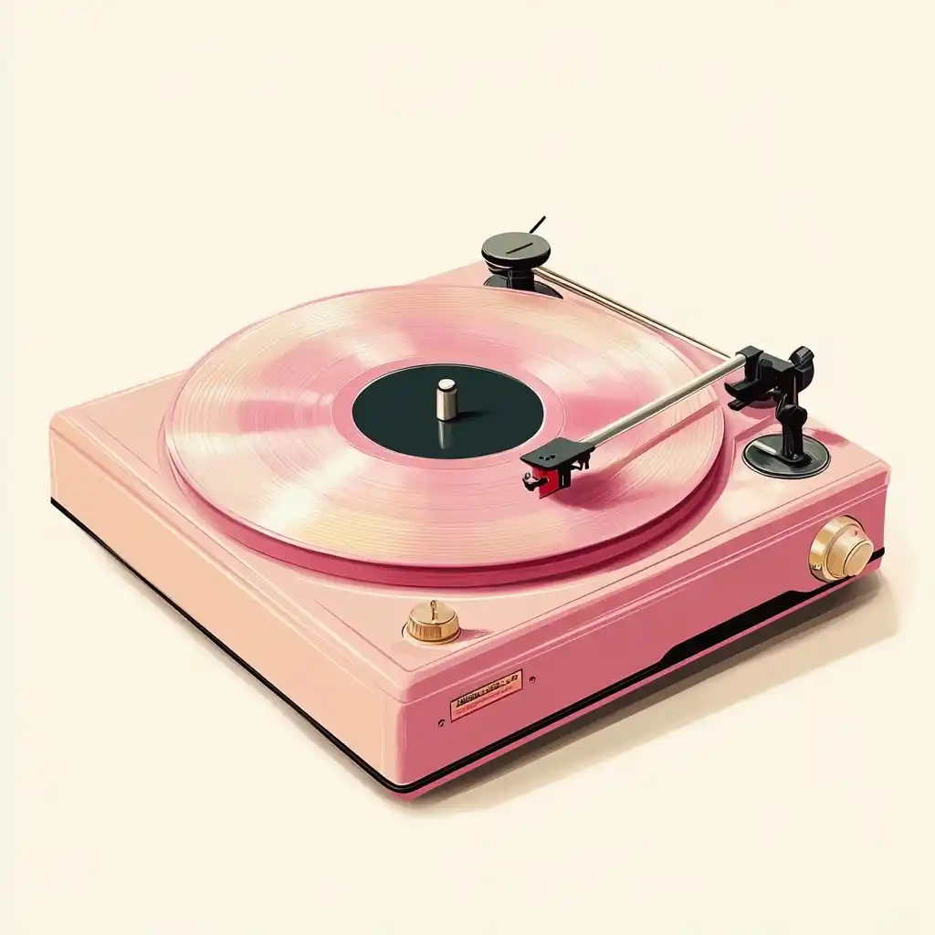 Vintage Mauve Record Player Illustration