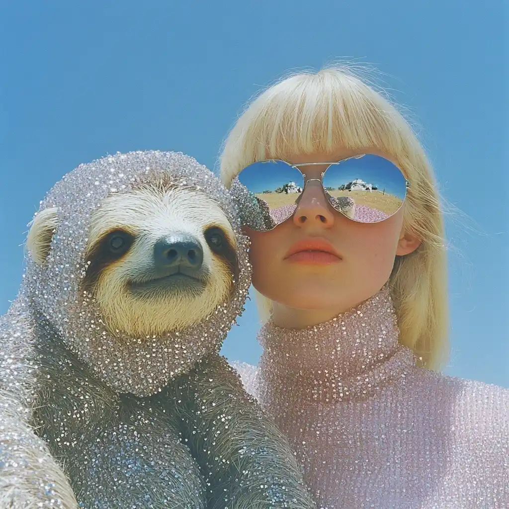 Blonde Woman with Sloth