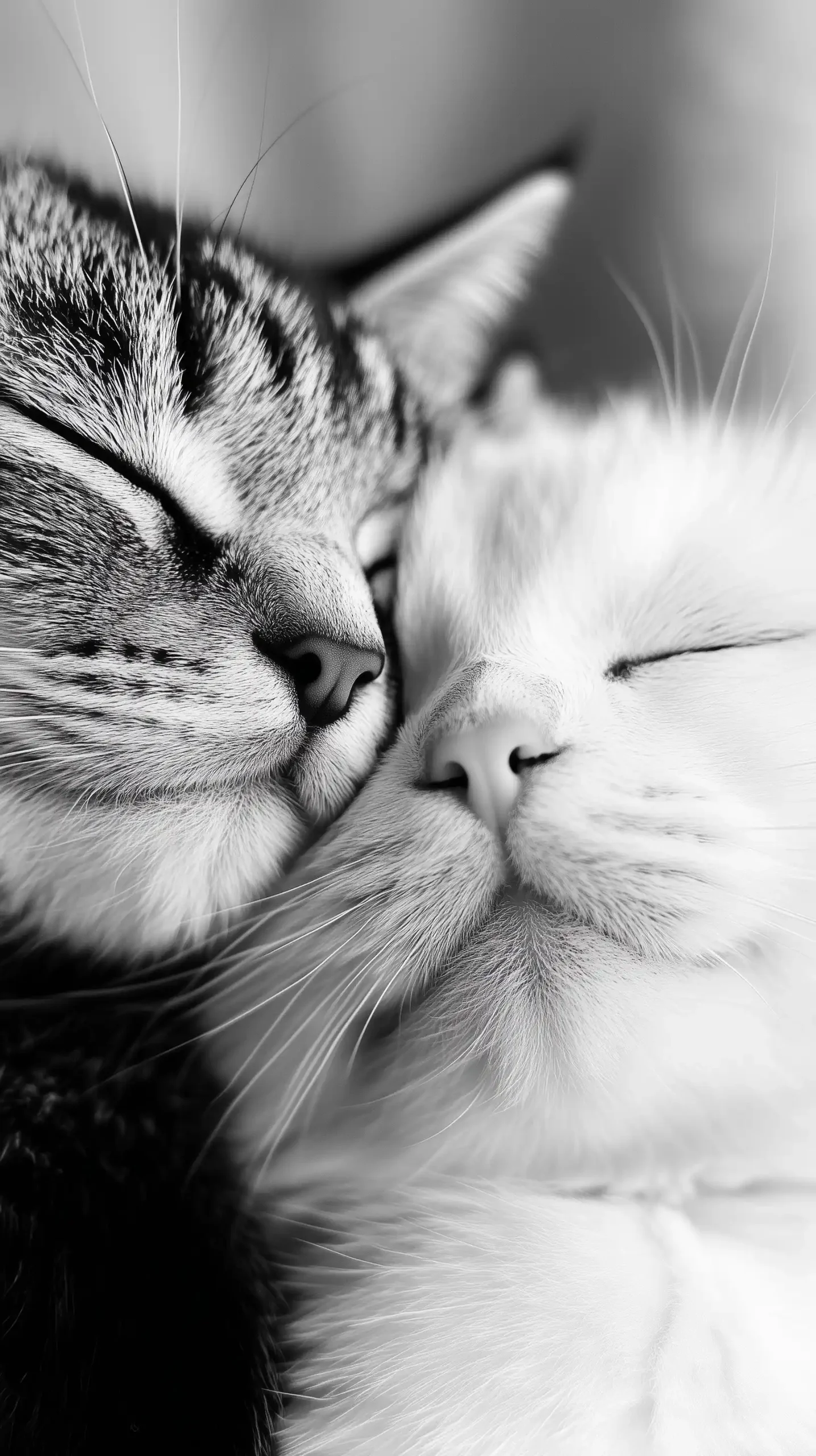 Black and White Cats Snuggling
