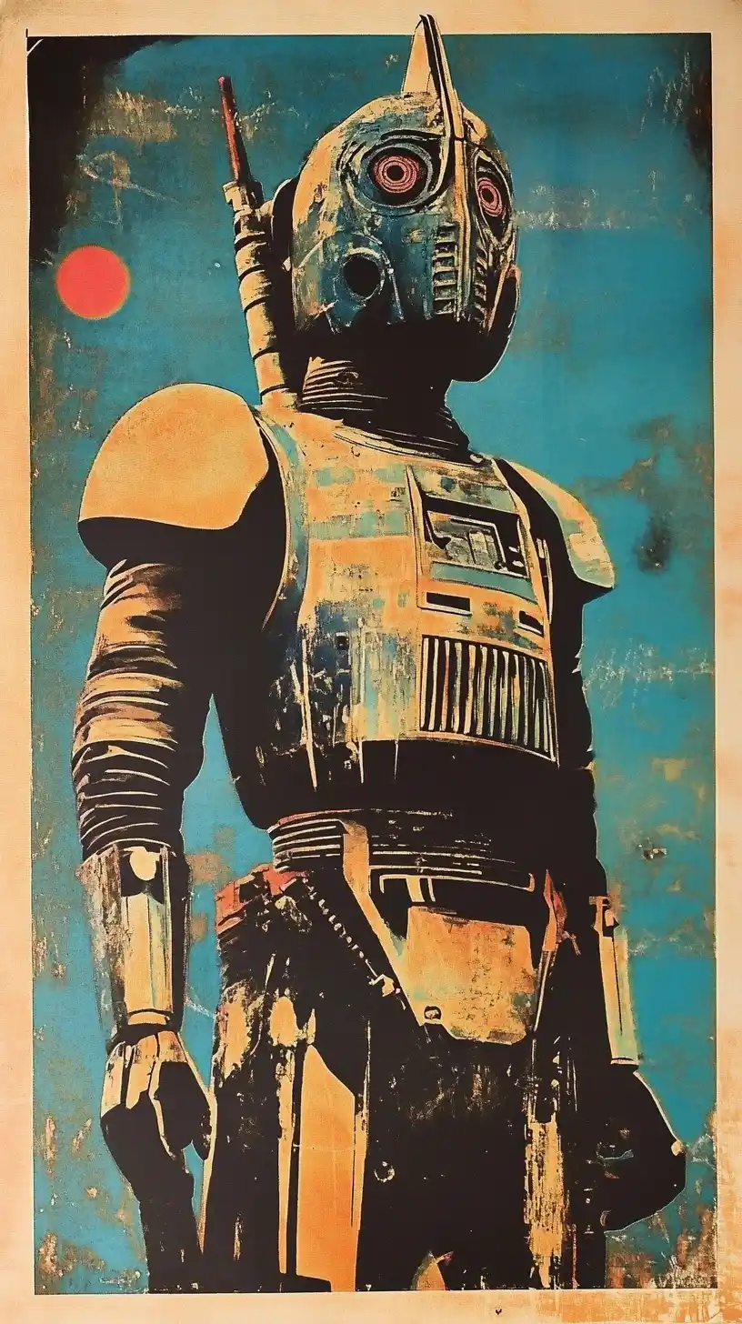 Retro-Futuristic Samurai Poster