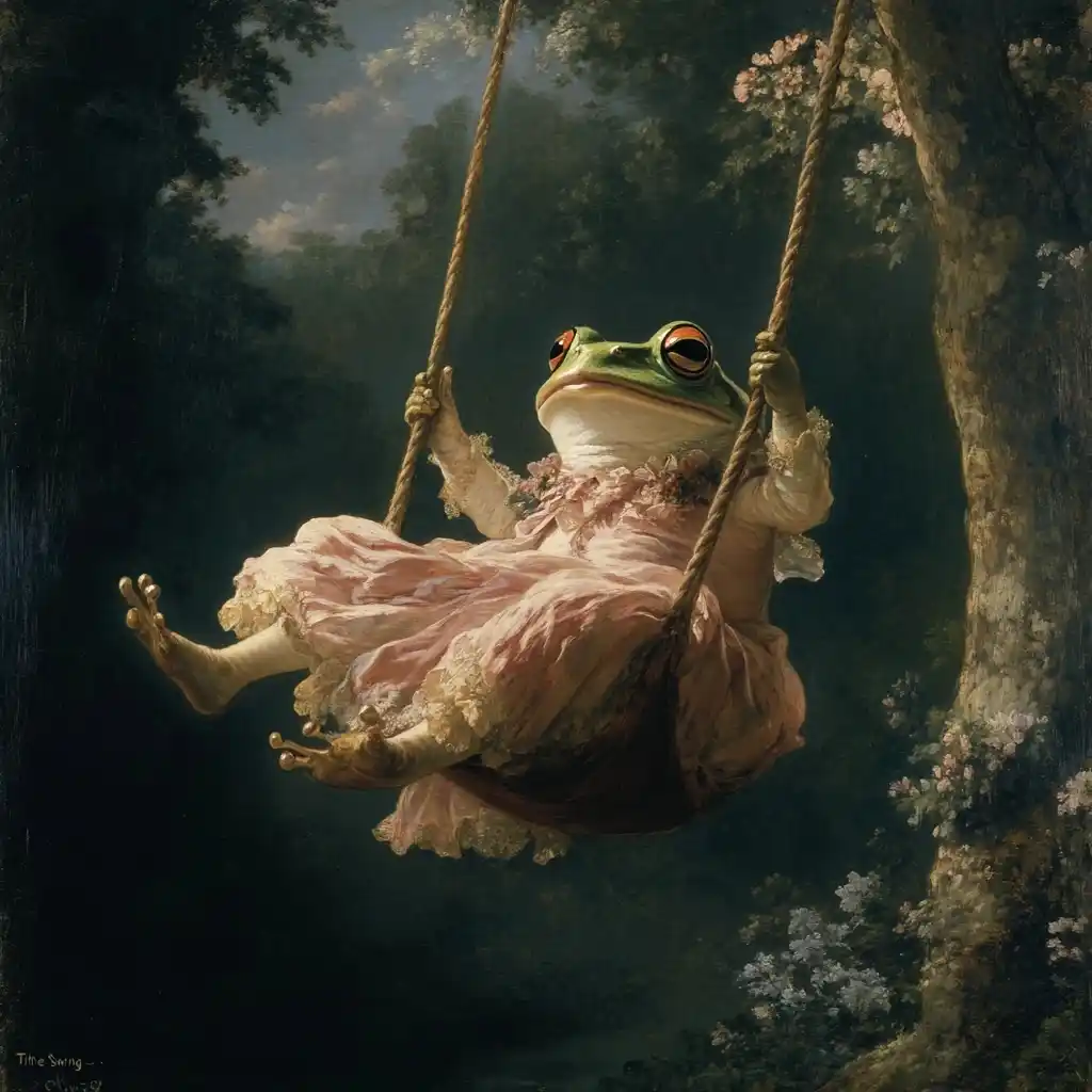Frog Woman on Swing
